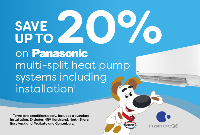 Save up to 20% on Panasonic multi-split heat pump systems including installation!